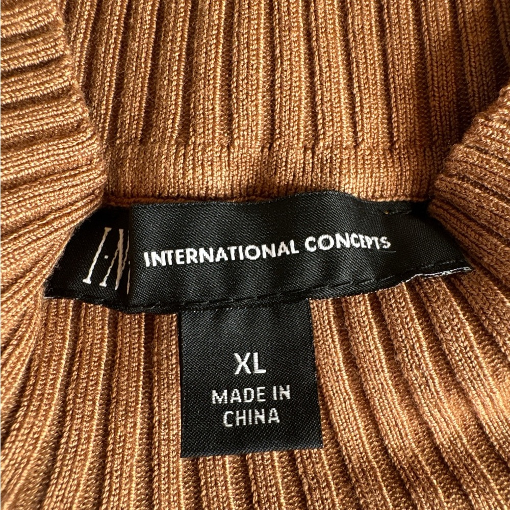INC INTERNATIONAL CONCEPTS Ribbed Mock Neck Sweater in Brown Saira, Size L. - Picture 10 of 13